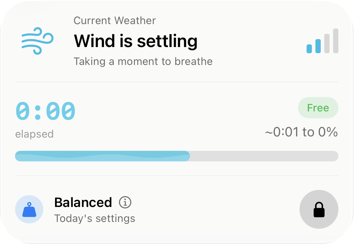 Wind level: Settling